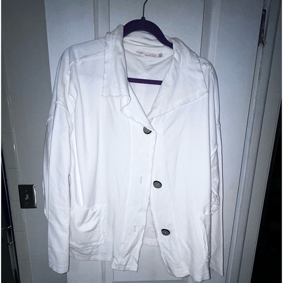 SOFT SURROUNDINGS Chartreuse large Button-Front Jacket, XL 100% cotton - Picture 2 of 8